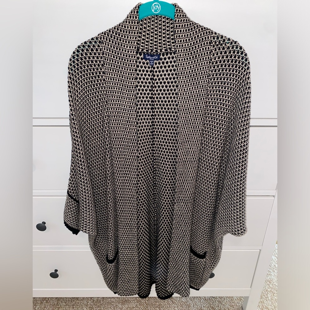 NEW Splendid Black & White Oversize Open Sweater Cardigan Sz S